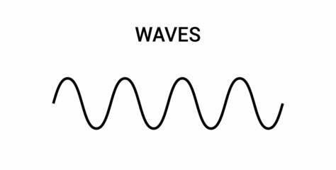 Label the parts of a transverse wave. Crest, trough, wavelength and amplitude of the wave. The anatomy of a wave vector illustration isolated on white background