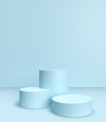 Blue podium on blue background for product Minimal concept 3d product presentation rendering