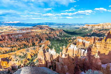 scenic view to the hoodoos in the Bryce Canyon national Park, Utah,