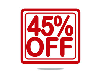 45% off red stamp text white background.