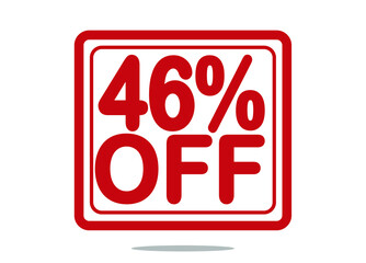 46% off red stamp text white background.
