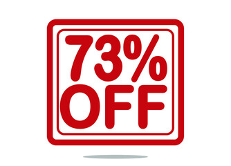 73% off red stamp text white background.