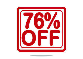 76% off red stamp text white background.