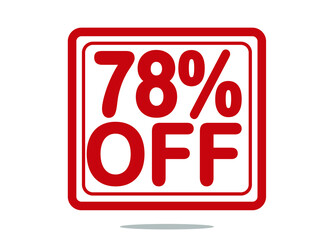 78% off red stamp text white background.