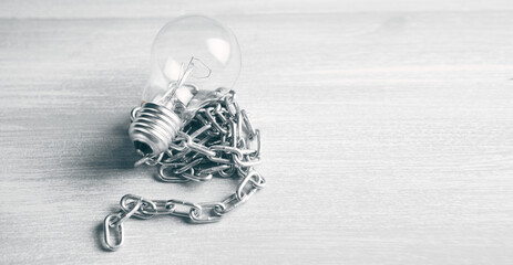 intellectual property. light bulb with chain
