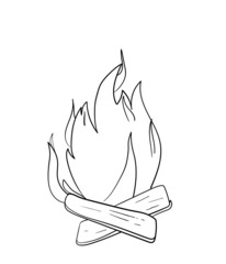 Bonfire icon. Doodle illustration of bonfire with firewood for web, sites, flyers.