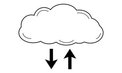 Hand drawn abstract image of a cloud file storage. Server for storing and transmitting data. Doodle style. Vector