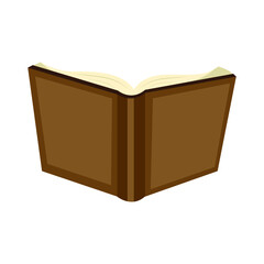 Open brown book isolated on white background. Book icon. Illustration for design and print