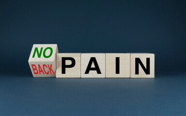 No pain or Back pain. The cubes form the choice words No pain or Back pain.