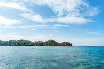 Fototapeta premium bright sky and clouds in island at the summer