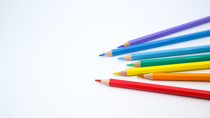 color pencils on white background