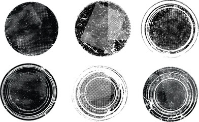 Glitch distorted geometric shapeS . Noise destroyed logo . Trendy defect error shapes . Glitched frame .Grunge textured . Distressed effect .Vector shapes with a halftone dots screen print texture.