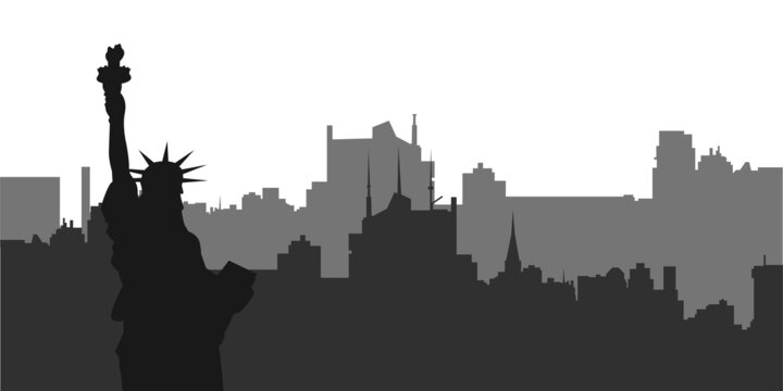 New-York silhouette Vector City skyline silhouette The Statue of Liberty