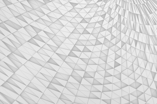 Abstract curved futuristic top view mosaic white background. Realistic broken geometric triangle cells 3d rendering