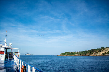 Traveling with the ferry in the Gulf of Naples