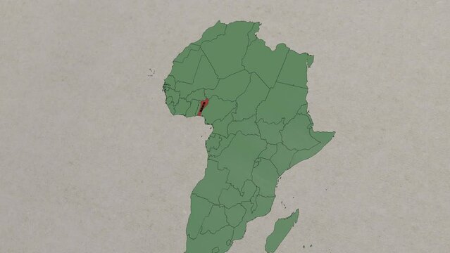 Map showing Benin From above zooming in. Benin map location on Africa map, Borders of Benin 