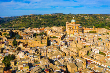 Piazza Armerina in the Enna province of Sicily in Italy. Piazza Armerina cityscape with the...