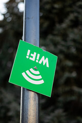 upside down wifi sign green