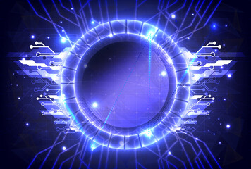 Circle teleport wings. Portal science futuristic stage. Teleportation in HUD projector on silver screen. Magic gate in game fantasy. GUI and UI virtual reality 3D circular. Portal to another universe