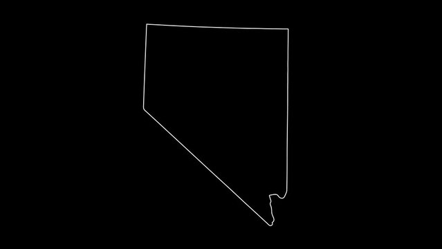 2D Map of state Nevada, Nevada map white outline, Animated close up map of Nevada USA