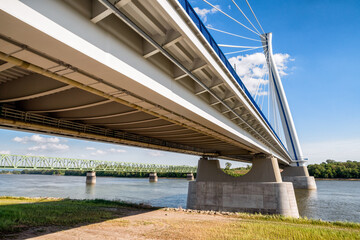 Monostor bridge between Slovak town Komarno and Hungarian city Komarom