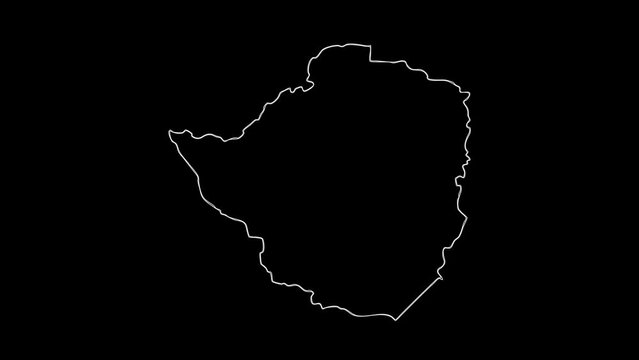 Map of Zimbabwe, Zimbabwe map white outline, Animated close up map of Zimbabwe 