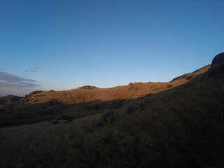 Trekking at Quiriri's Fields. Cold sunny morning, winter.