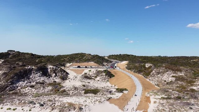 Aerial View Over Mindarie Beach Access And Car Park, Perth Australia