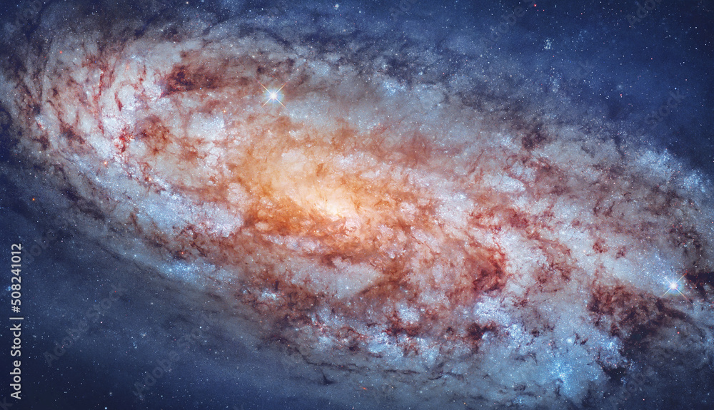 Poster galaxy in space. galactic wallpaper with stars. galaxy view from hubble space telescope. elements of