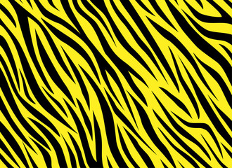 Zebra yellow abstract seamless pattern. Colorful stripes, repeating background. Vector printing for fabrics, posters, banners. 