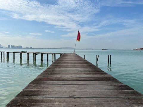 Scenery overlooking the beautiful sea of Penang Island