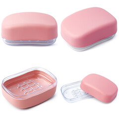 Plastic soap boxes on a white background