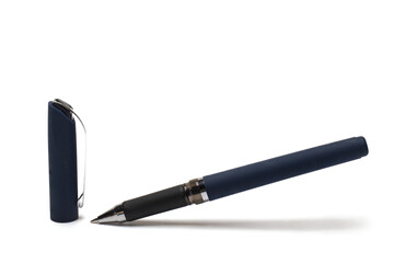 standing cap next opened pen white background