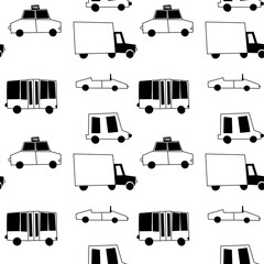 Pattern with black and white different cars