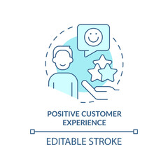 Positive customer experience turquoise concept icon. Selling trend abstract idea thin line illustration. Build loyalty. Isolated outline drawing. Editable stroke. Arial, Myriad Pro-Bold fonts used