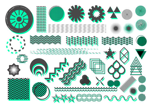 The geometric shape of the trend ornament is shaded by a bright and cheerful turquoise blue color. Decorative design elements for advertising posts, posters, media promotions, greeting cards and so on