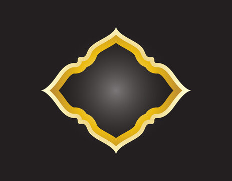 Gold Frame Curved Rhombus shaped flower petals 3D Illustration Vector Format