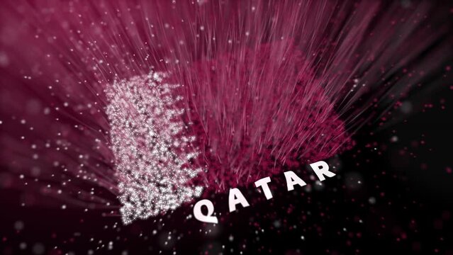 Animation video of the country Qatar's flag displayed through tiny light scattering particles. Animated Qatar Flag Video. Intro animation.  4K video representing the country and the flag. 