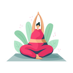Vector illustration of a girl in a tracksuit in a yoga asana.
