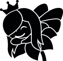 Cartoon Fairy Sleeping Sleepy Sleep Wings Wand Wing Sprite Pixie Fairies Black and White Vector Design Illustration