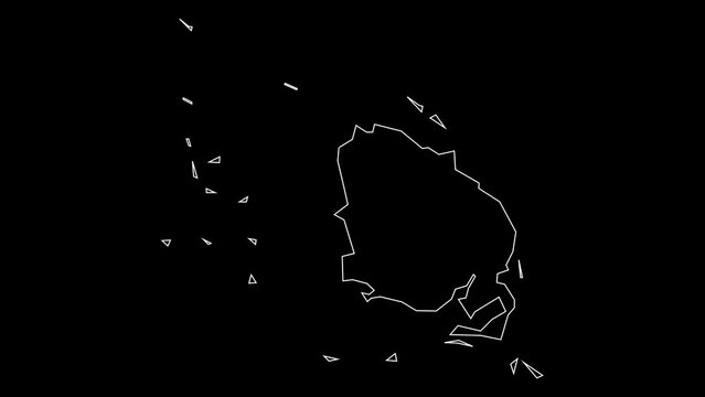 Lile-des-Pins province map of New Caledonia outline animation