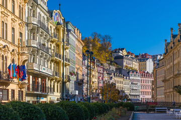 Autumn view of old town of Karlovy Vary (Carlsbad), Czech Republic, Europe