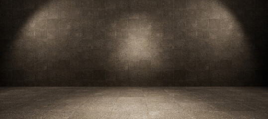 black and white room, concrete wall and floor, wall with floor, empty stage with spotlights for exhibit, empty stage with spotlights, room with a wall - obrazy, fototapety, plakaty