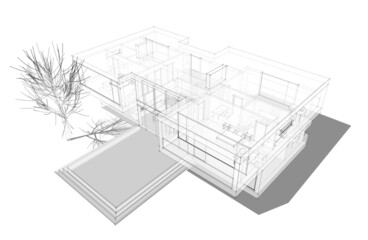 Modern house architectural 3d rendering