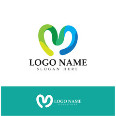 M Letter Logo Template design icon vector