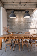 Vintage wooden table set in a cafe