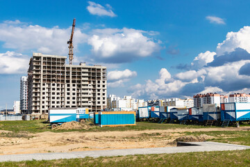 Mobile office buildings or container site office for construction site.