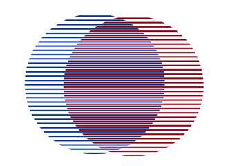Two circles symbolizing merging or splitting for economy or business concepts. Editable Clip Art.