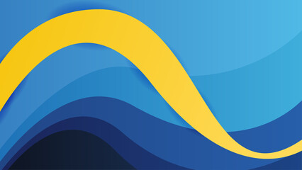 Abstract blue yellow and pink background with waves and circles