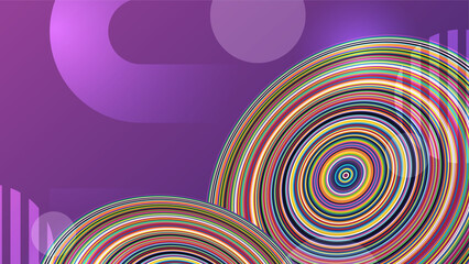 Abstract blue yellow and pink background with waves and circles